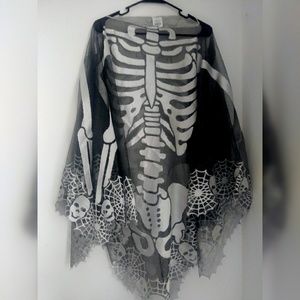 Mesh lace skeleton poncho top